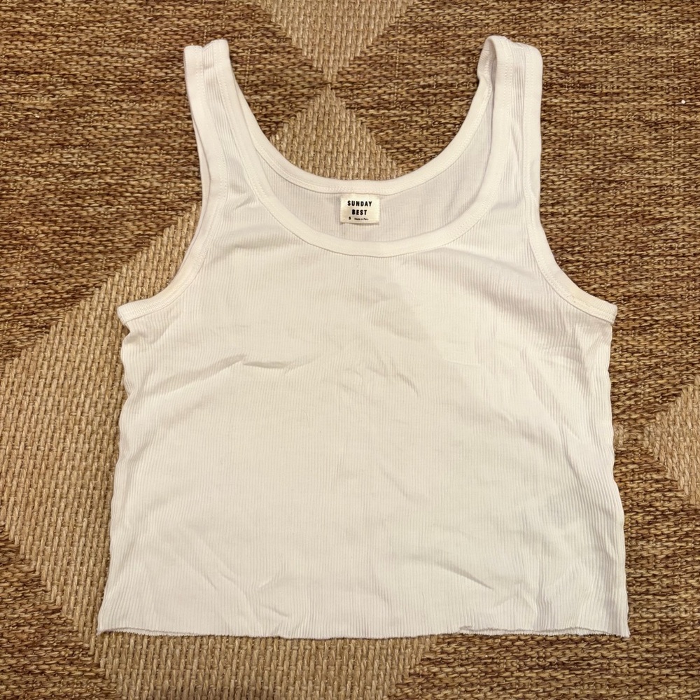 Aritzia Cropped Classic White Tank Top